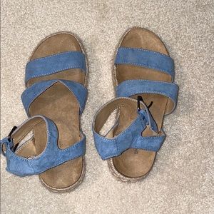 blue platform sandals